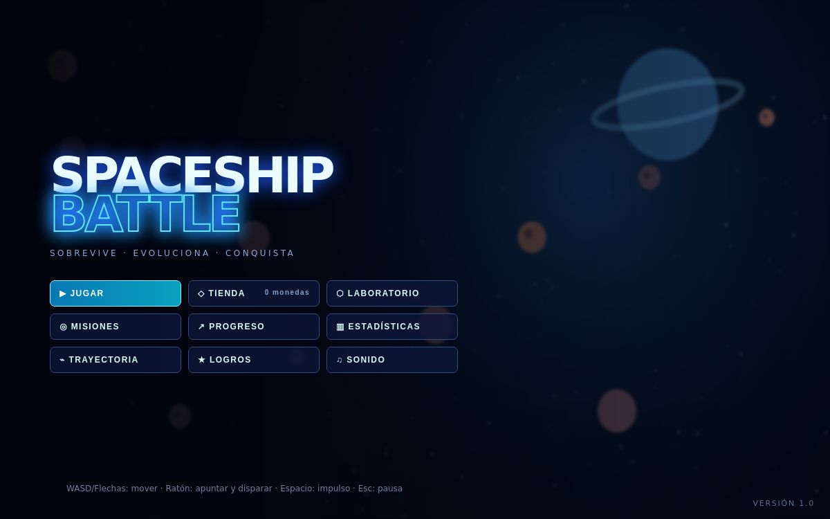 Pantalla de inicio de Spaceship Battle