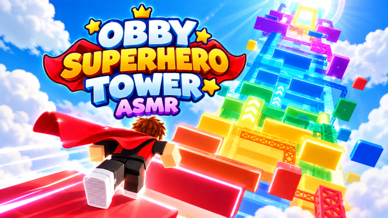 Portada oficial de Torre de Superhéroes ASMR: una torre de plataformas de colores